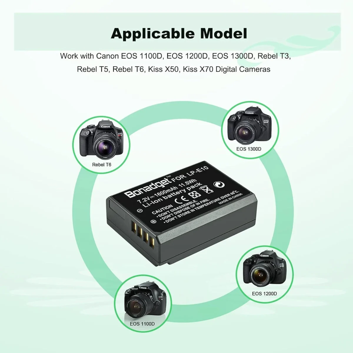 Kit de batería LP-E10 Para Canon T3 T5 T6 T7 T100 Kiss X50 Kiss X70 1100D - Imagen 7