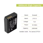 Kit de batería LP-E10 Para Canon T3 T5 T6 T7 T100 Kiss X50 Kiss X70 1100D - Imagen 3