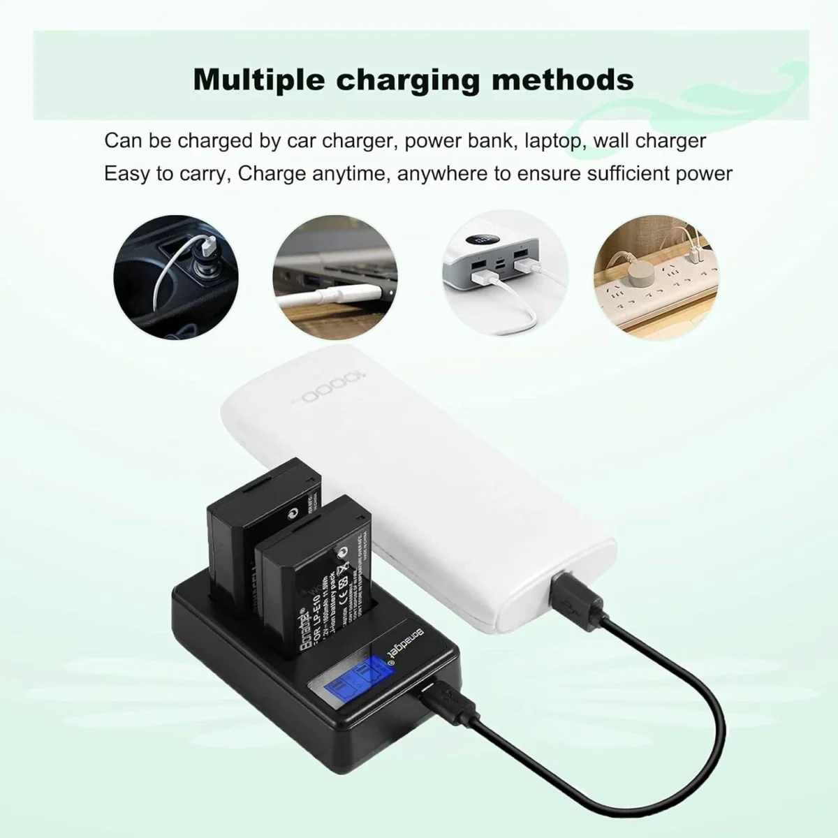 Kit de batería LP-E10 Para Canon T3 T5 T6 T7 T100 Kiss X50 Kiss X70 1100D - Imagen 4