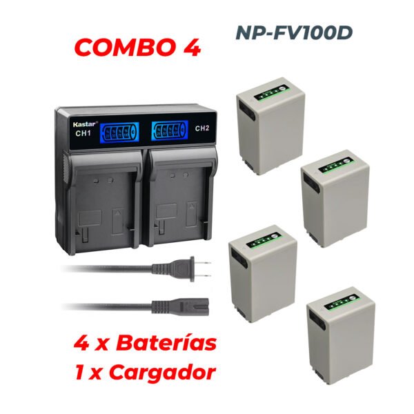 Combo 4 Baterias FV100D + Cargador