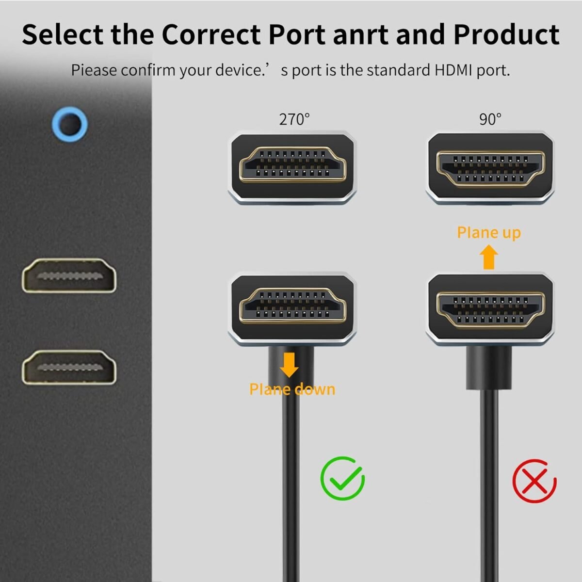 Cable HDMI flexible a HDMI en ángulo de 270° 1ft - Imagen 3