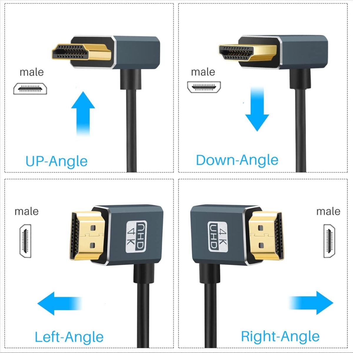 Cable HDMI flexible a HDMI en ángulo de 270° 1ft - Imagen 8