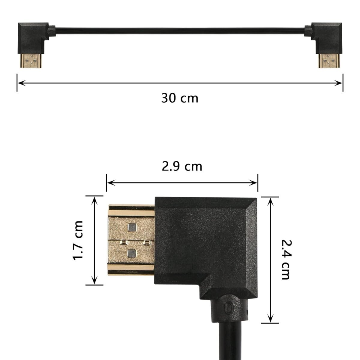 HDMI macho a izquierdo HDMI macho de alta velocidad chapado en oro de 90 - Imagen 4