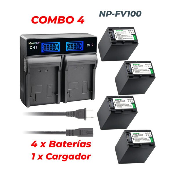 Combo 4 Baterias FV100 y un Cargador Sony