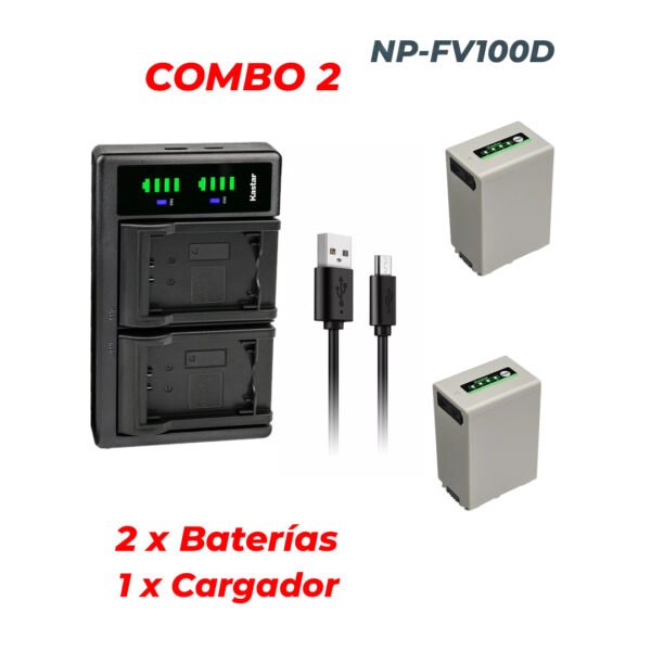 Combo 2 Baterías Sony FV100D + cargador
