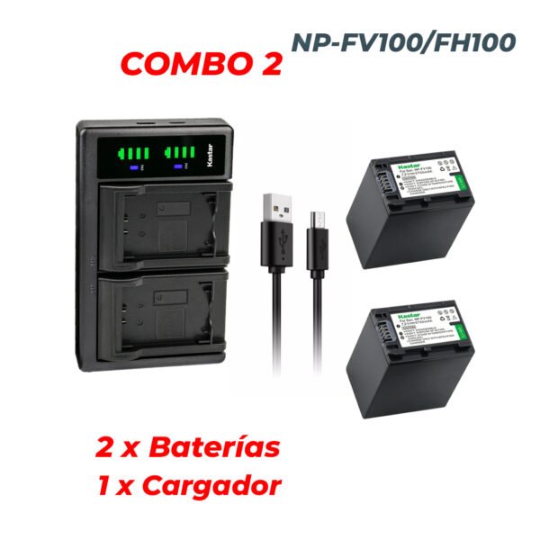 Combo 2 Baterías Sony FV100 + cargador