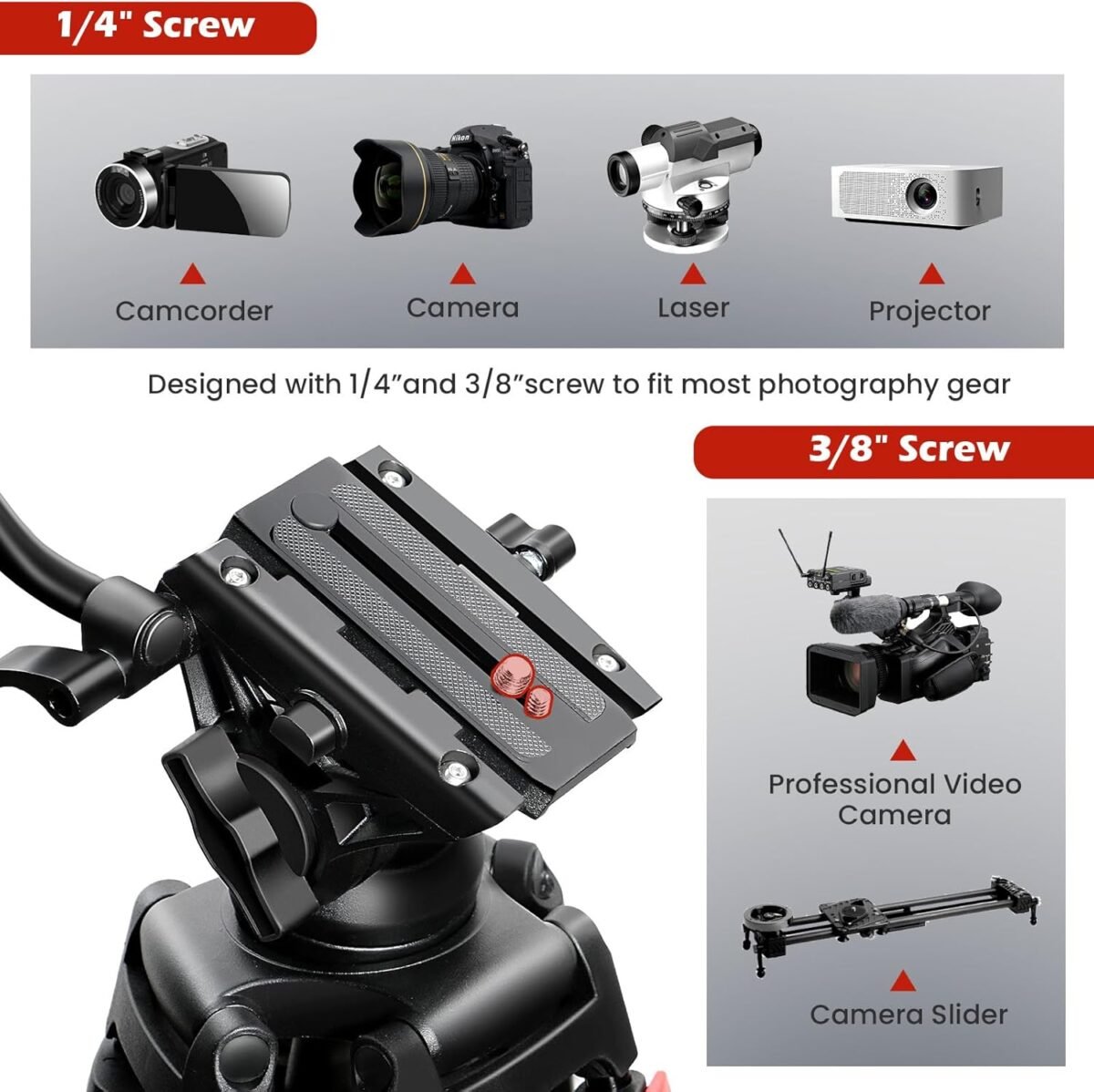 Trípode 82" Profesional de video 2.10 Metros - Imagen 8