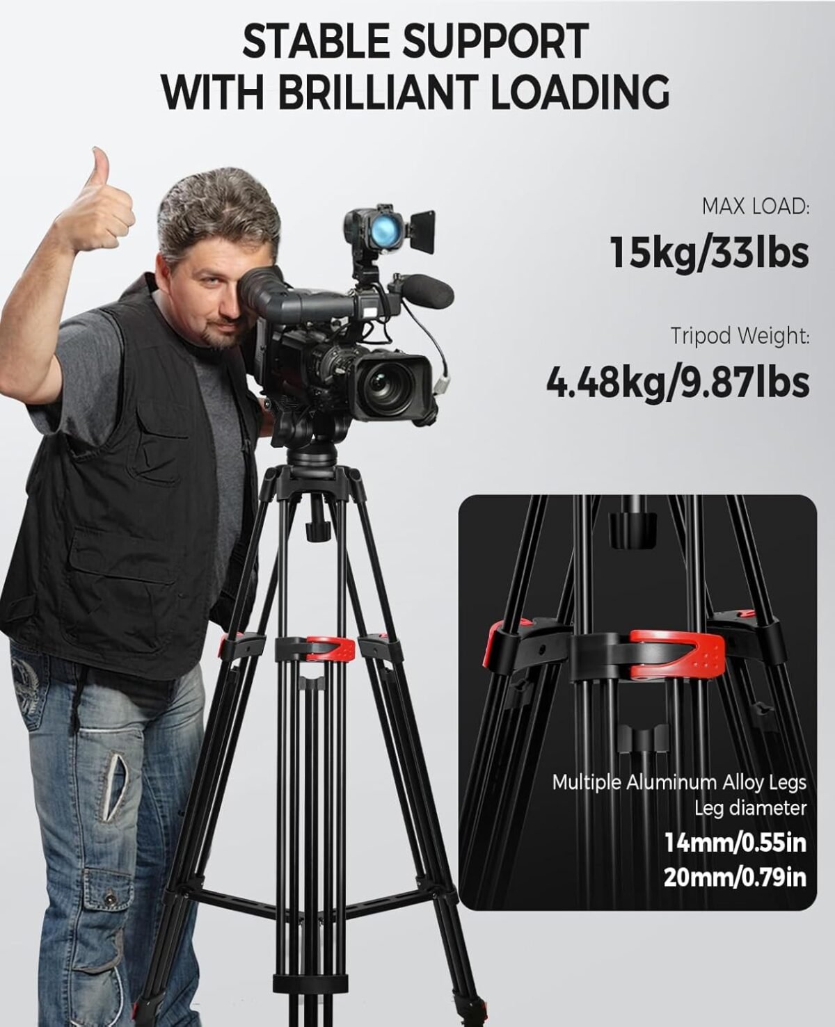 Trípode 82" Profesional de video 2.10 Metros - Imagen 3