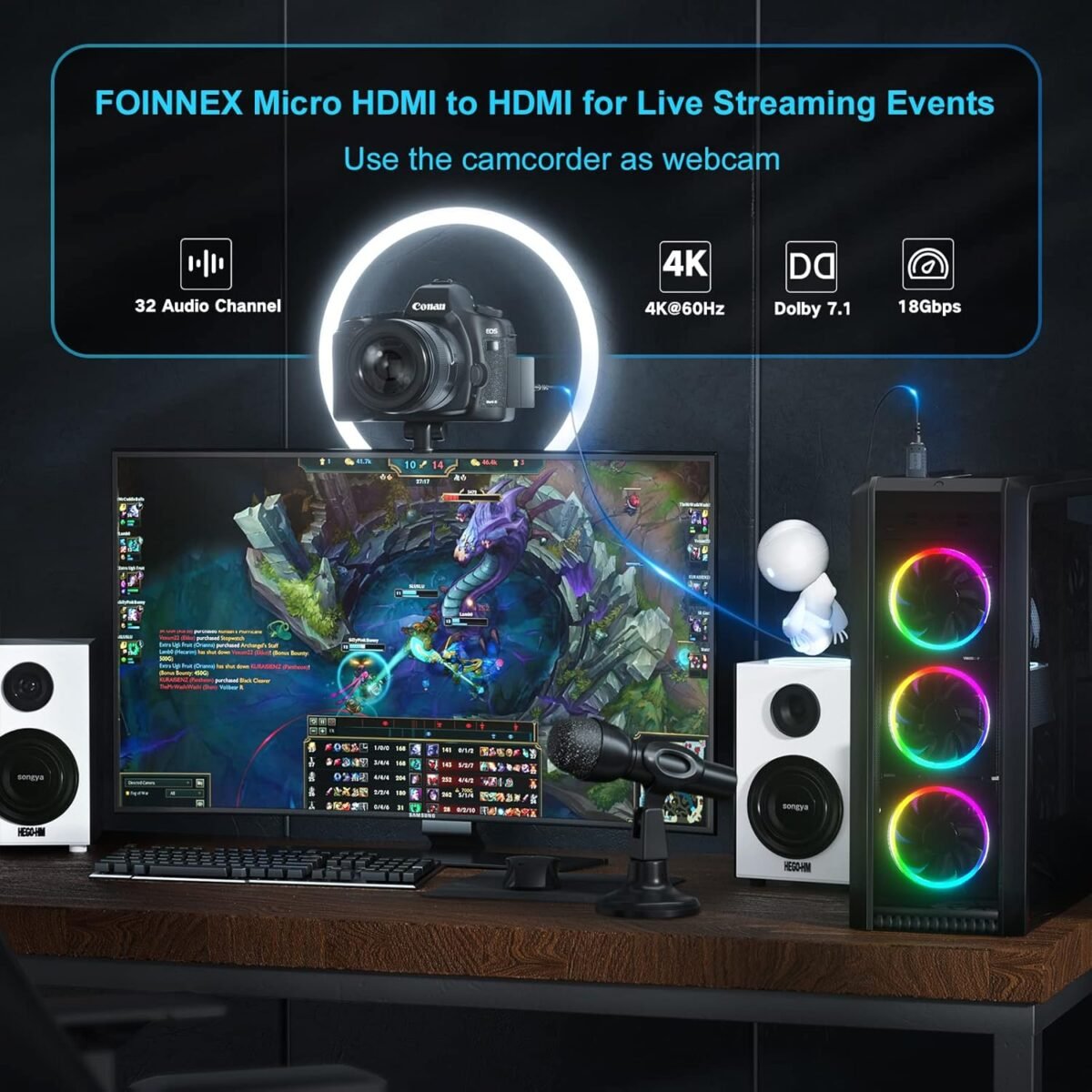 Micro HDMI a HDMI 4K, delgado  bidireccional 4K - Imagen 3