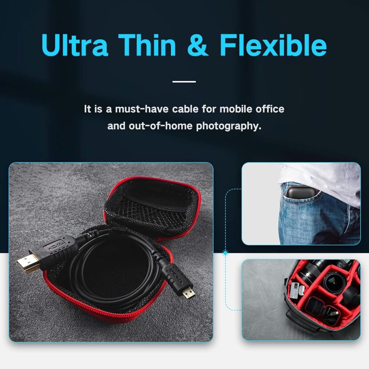 Micro HDMI a HDMI 4K, delgado  bidireccional 4K - Imagen 4