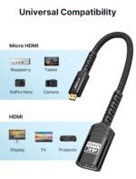 2 adaptadores Micro HDMI a HDMI Hembra, cable adaptador micro HDMI macho a HDMI hembra, 4K - Imagen 2