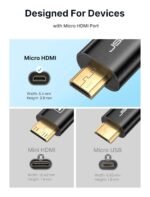 2 adaptadores Micro HDMI a HDMI Hembra, cable adaptador micro HDMI macho a HDMI hembra, 4K - Imagen 3