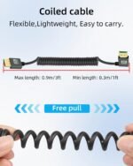 Cable en espiral HDMI de ángulo recto 8K de 2.2 pies - Imagen 2
