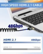 Cable en espiral HDMI de ángulo recto 8K de 2.2 pies - Imagen 5