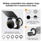 K&F CONCEPT Caja mate 67 mm, 72 mm, 77 mm, 82 mm, 95 mm - Imagen 4